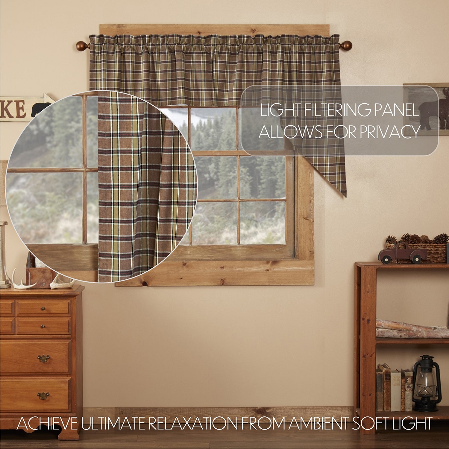 Vhc Brands Wyatt Plaid Swag Rod Pocket Tailored Valance
