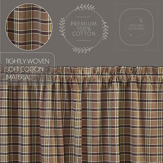 Vhc Brands Wyatt Plaid Swag Rod Pocket Tailored Valance