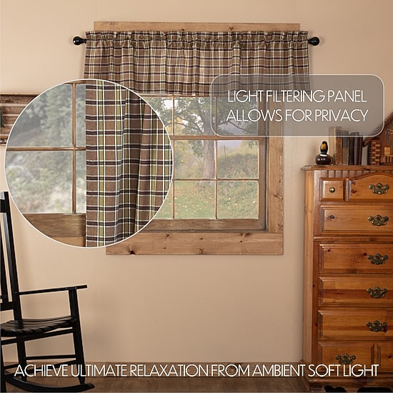 Vhc Brands Wyatt Plaid Rod Pocket Tailored Valance