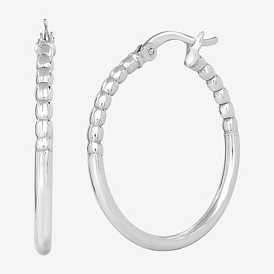 Silver Treasures Womens Sterling Silver 27mm Round Hoop Earrings
