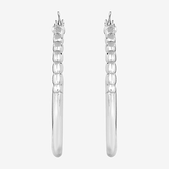 Silver Treasures Womens Sterling Silver 27mm Round Hoop Earrings