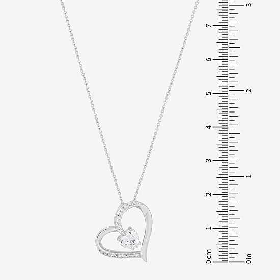 Diamonart Womens White Cubic Zirconia Sterling Silver Heart 18 Inch Pendant Necklace
