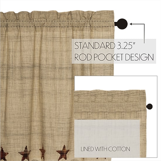 Vhc Brands Abilene Star Rod Pocket Embellished Light-Filtering Set of 2 Curtain Panel