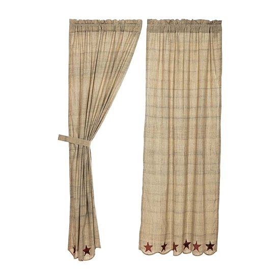 Vhc Brands Abilene Star Rod Pocket Embellished Light-Filtering Set of 2 Curtain Panel