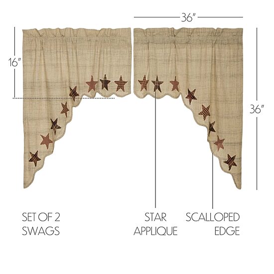 Vhc Brands Abilene Star Swag Rod Pocket Scallop Valance