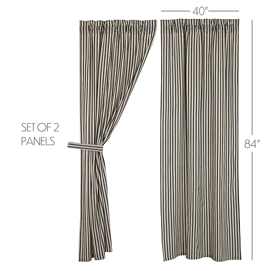 Vhc Brands Ashmont Ticking Rod Pocket Light-Filtering Set of 2 Curtain Panel