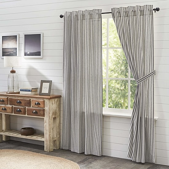 Vhc Brands Ashmont Ticking Rod Pocket Light-Filtering Set of 2 Curtain Panel