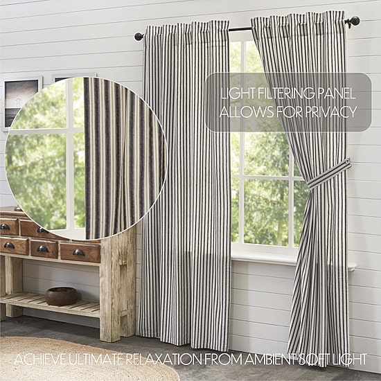 Vhc Brands Ashmont Ticking Rod Pocket Light-Filtering Set of 2 Curtain Panel