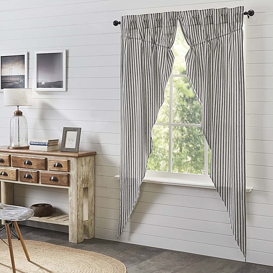 Vhc Brands Ashmont Ticking Prairie Rod Pocket Light-Filtering Set of 2 Curtain Panel