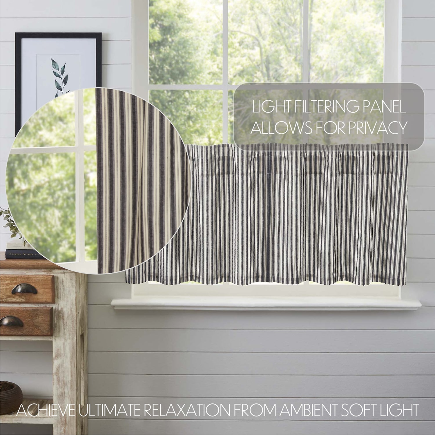 Vhc Brands Ashmont Ticking 2-pc. Rod Pocket Window Tier