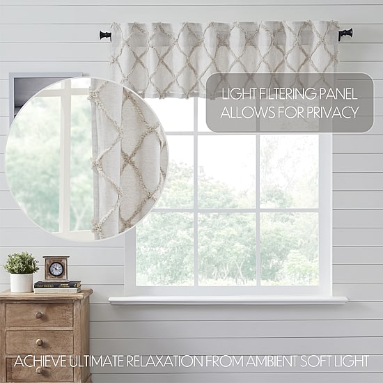 Vhc Brands Frayed Lattice Rod Pocket Tailored Valance
