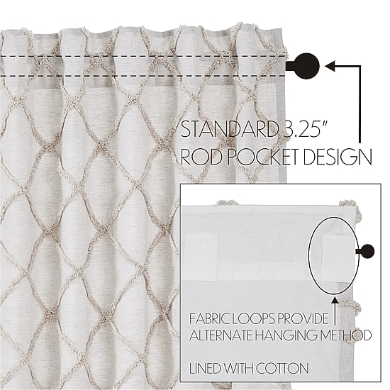 Vhc Brands Frayed Lattice Rod Pocket Tailored Valance