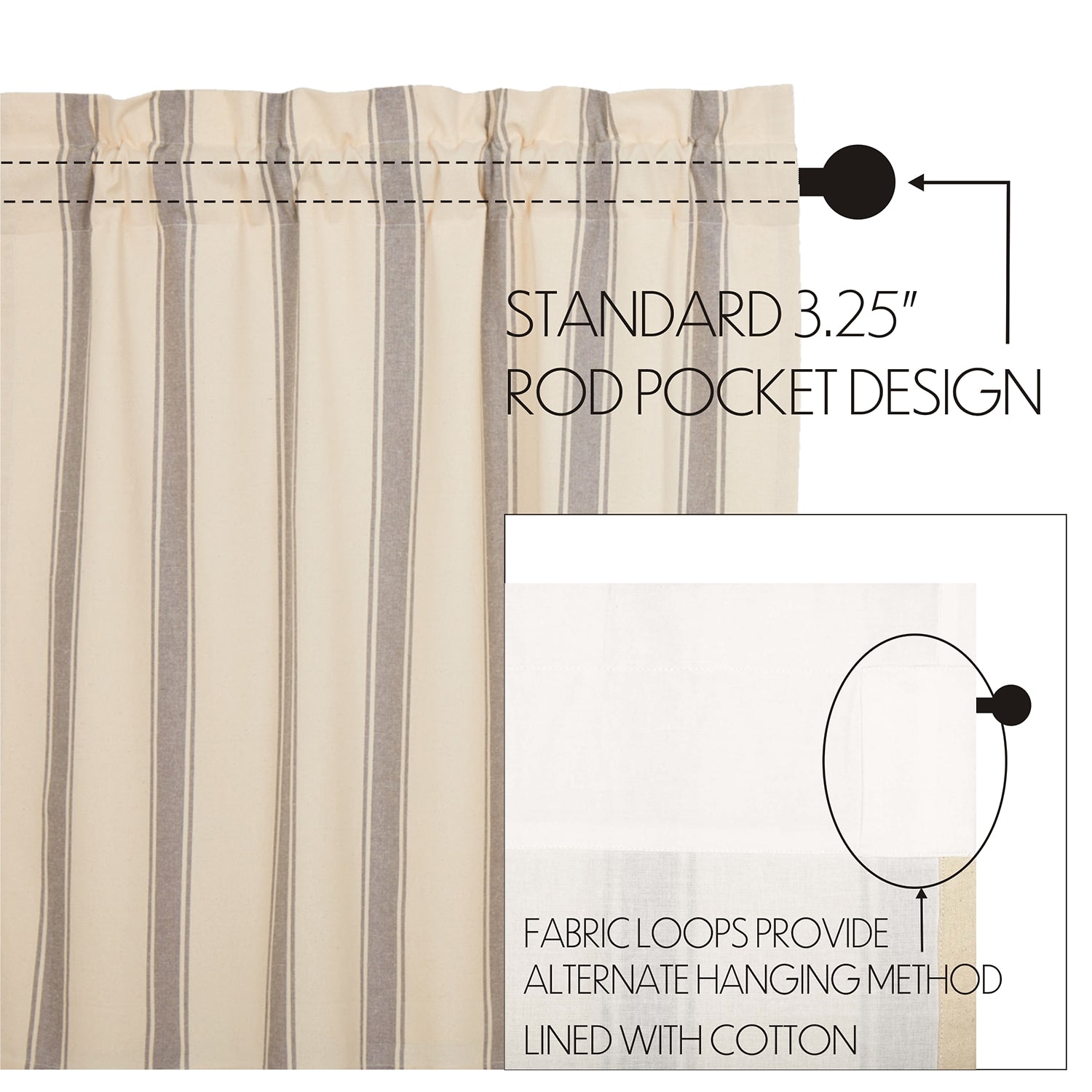 Vhc Brands Grace Swag Rod Pocket Tailored Valance