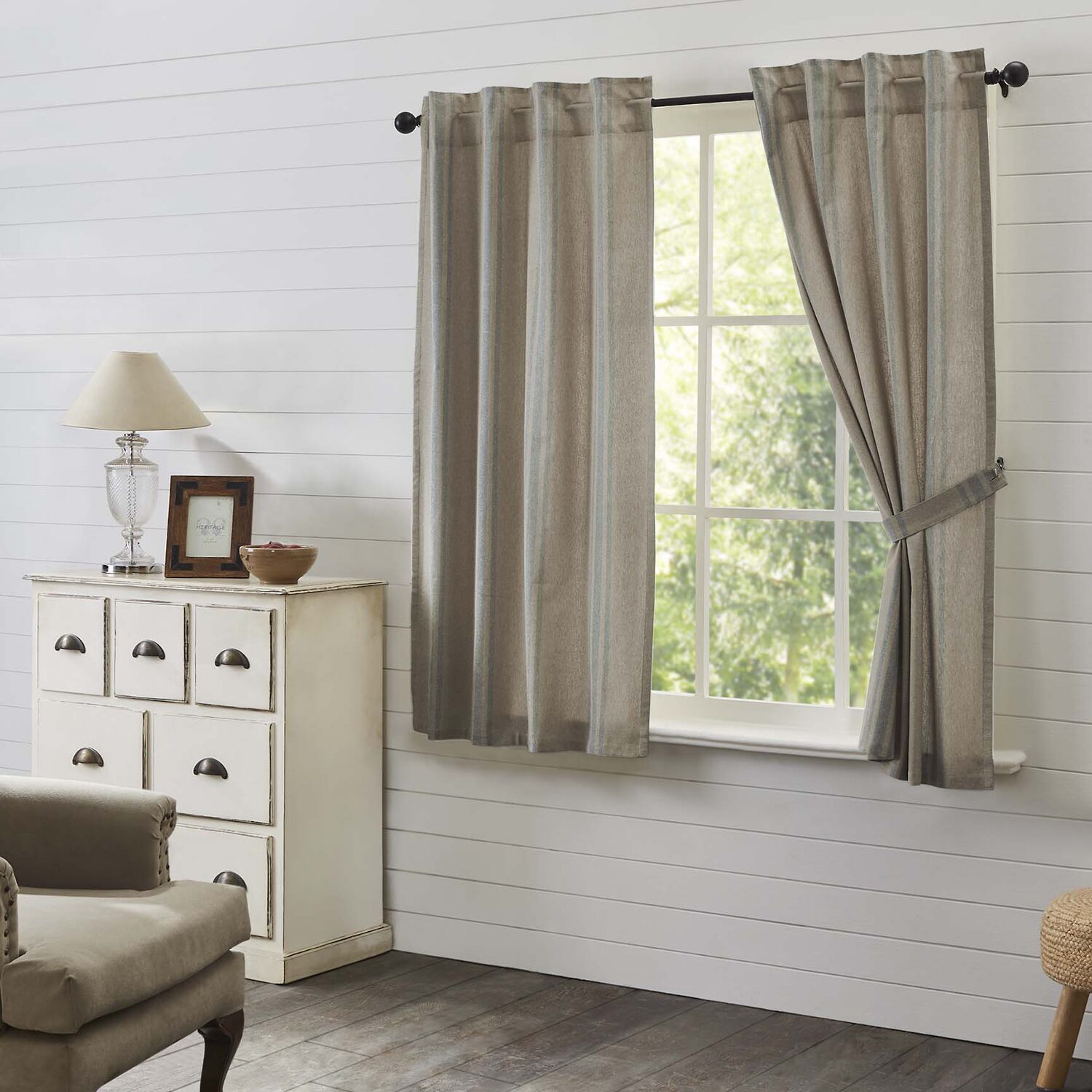 Vhc Brands Grain Sack Rod Pocket Light-Filtering Set of 2 Curtain Panel