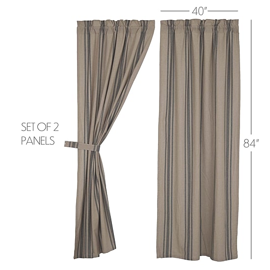 Vhc Brands Grain Sack Rod Pocket Light-Filtering Set of 2 Curtain Panel