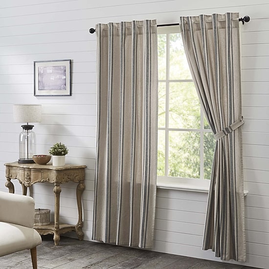 Vhc Brands Grain Sack Rod Pocket Light-Filtering Set of 2 Curtain Panel