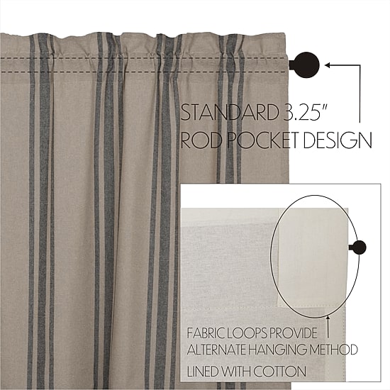 Vhc Brands Grain Sack Rod Pocket Light-Filtering Set of 2 Curtain Panel
