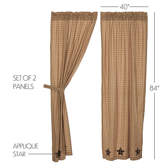Vhc Brands Bingham Star Rod Pocket Embellished Light-Filtering Set of 2 Curtain Panel