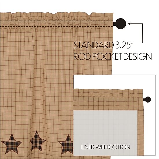 Vhc Brands Bingham Star Rod Pocket Embellished Light-Filtering Set of 2 Curtain Panel