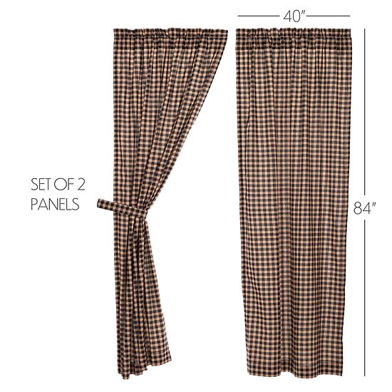 Vhc Brands Bingham Star Plaid Rod Pocket Light-Filtering Set of 2 Curtain Panel