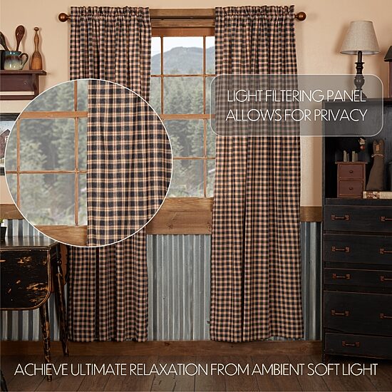 Vhc Brands Bingham Star Plaid Rod Pocket Light-Filtering Set of 2 Curtain Panel