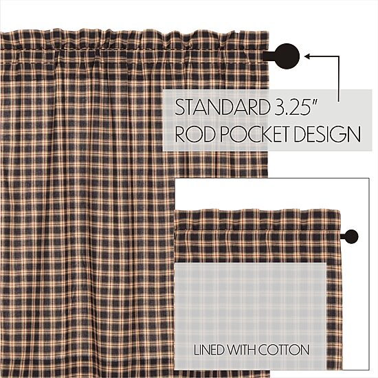 Vhc Brands Bingham Star Plaid Rod Pocket Light-Filtering Set of 2 Curtain Panel