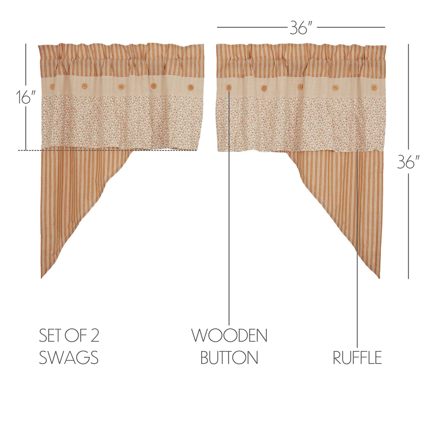 Vhc Brands Camilia Swag Rod Pocket Tailored Valance