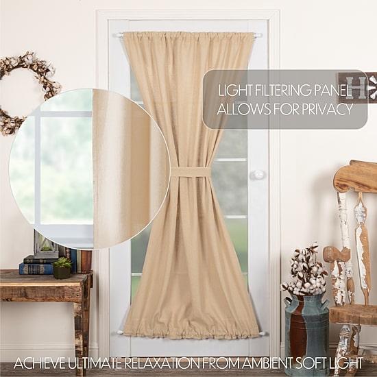 Vhc Brands Cotton Burlap Light-Filtering Rod Pocket Single Door Panel Curtain