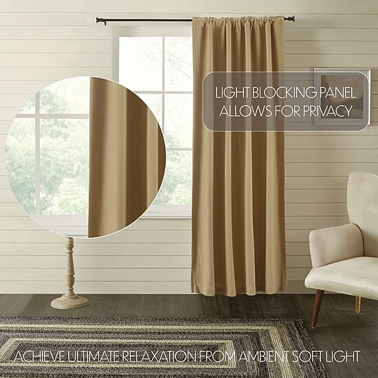 Vhc Brands Cotton Burlap Rod Pocket Blackout Single Curtain Panel