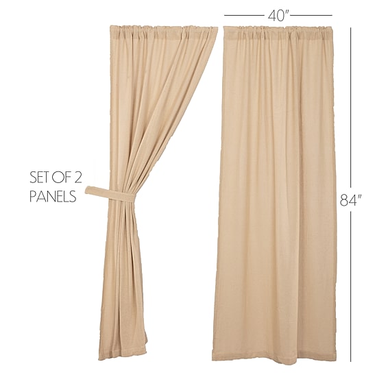 Vhc Brands Cotton Burlap Rod Pocket Light-Filtering Set of 2 Curtain Panel