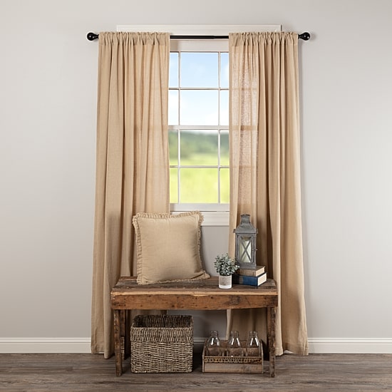 Vhc Brands Cotton Burlap Rod Pocket Light-Filtering Set of 2 Curtain Panel