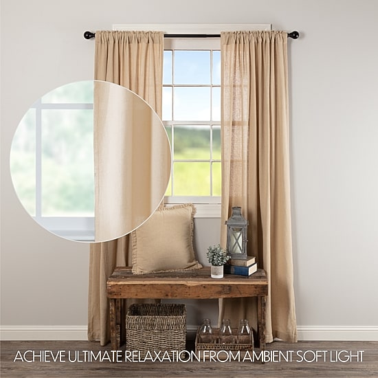 Vhc Brands Cotton Burlap Rod Pocket Light-Filtering Set of 2 Curtain Panel