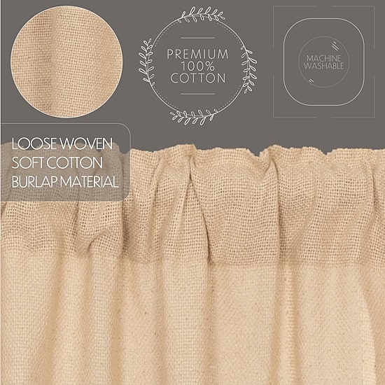 Vhc Brands Cotton Burlap Rod Pocket Light-Filtering Set of 2 Curtain Panel