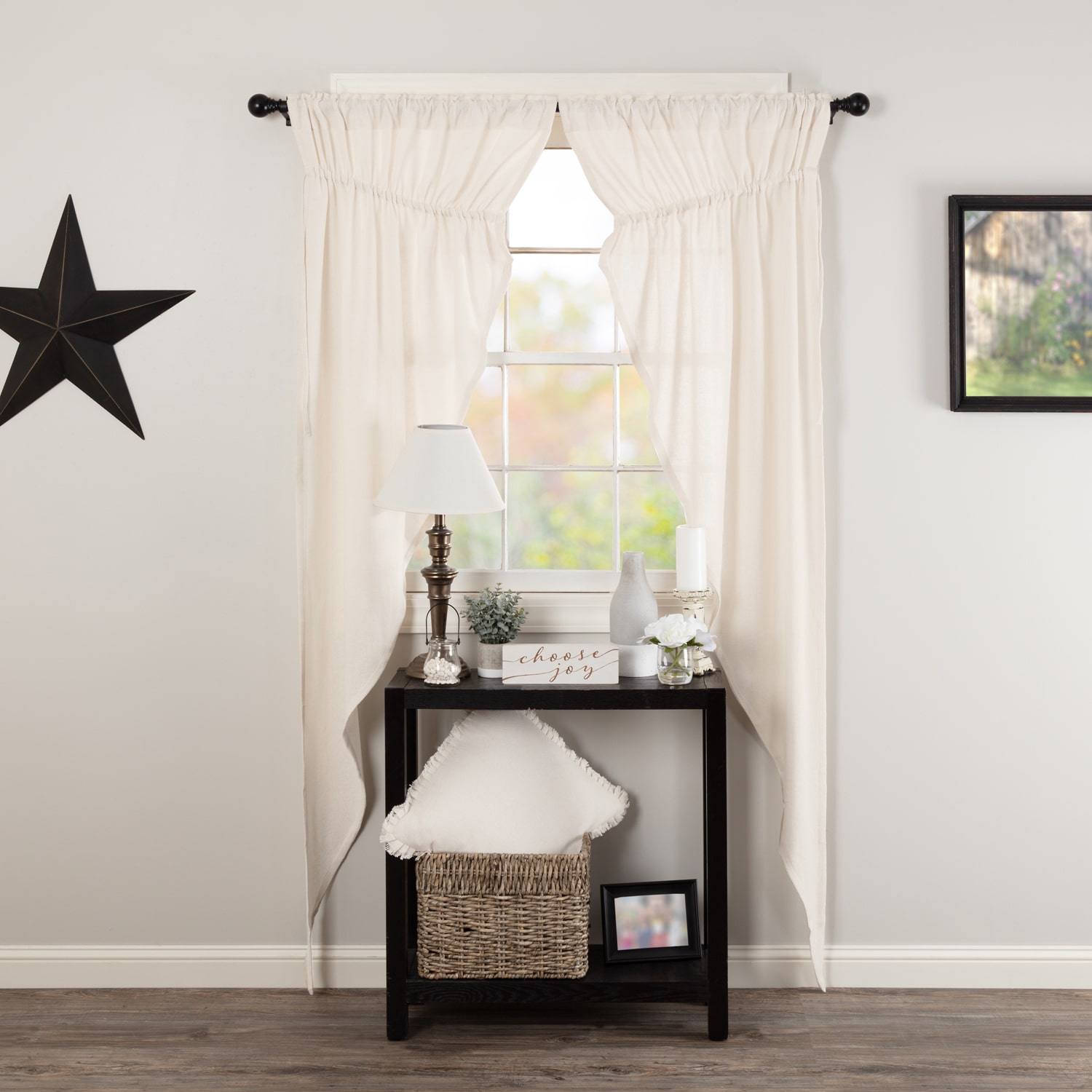 Vhc Brands Cotton Burlap Prairie Rod Pocket Light-Filtering Set of 2 Curtain Panel