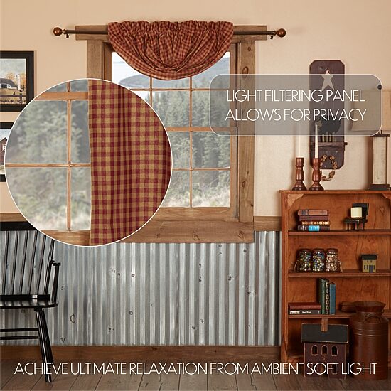 Vhc Brands Country Check Light-Filtering Rod Pocket Single Balloon Shade