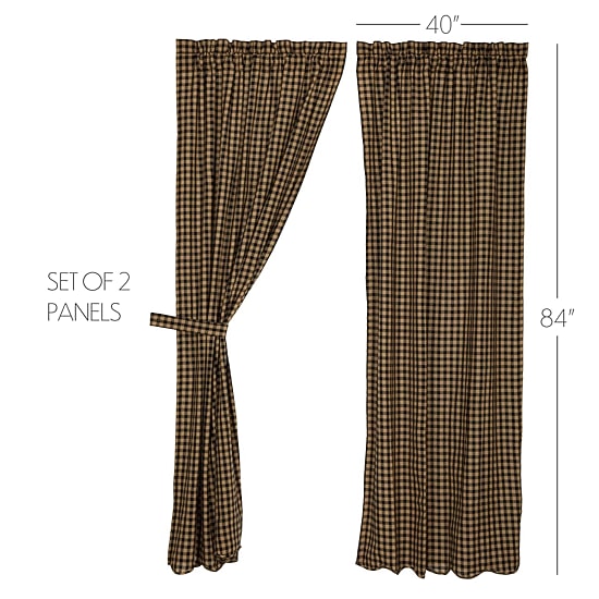 Vhc Brands Country Check Rod Pocket Light-Filtering Set of 2 Curtain Panel