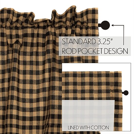 Vhc Brands Country Check Rod Pocket Light-Filtering Set of 2 Curtain Panel