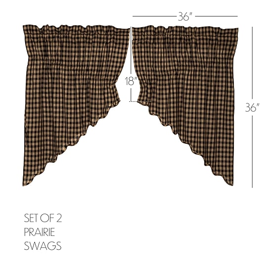 Vhc Brands Country Check Prairie Swag Rod Pocket Scallop Valance