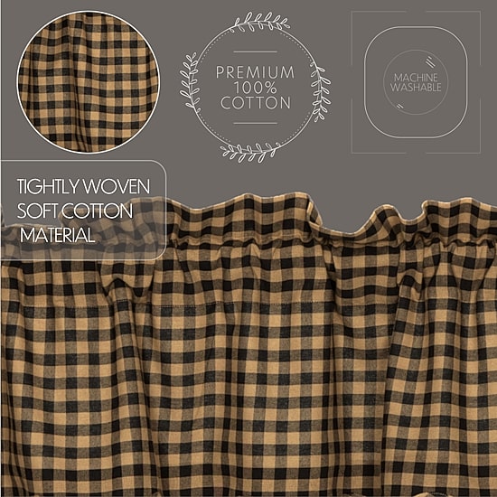 Vhc Brands Country Check Prairie Swag Rod Pocket Scallop Valance