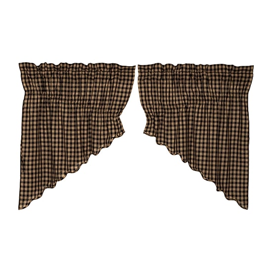 Vhc Brands Country Check Prairie Swag Rod Pocket Scallop Valance