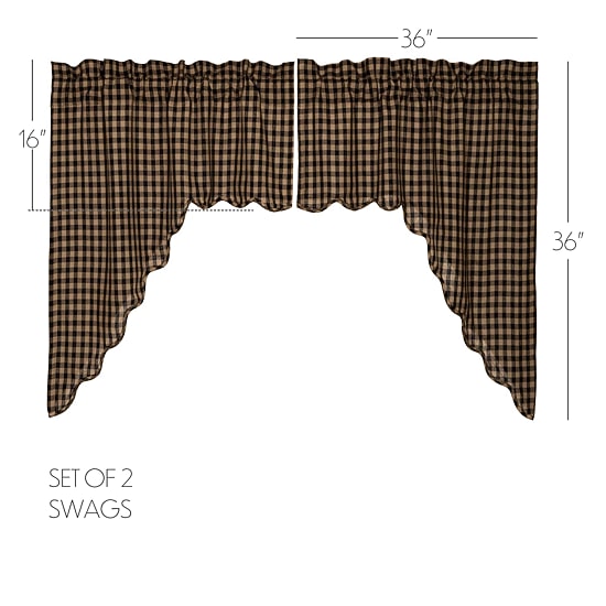 Vhc Brands Country Check Swag Rod Pocket Scallop Valance