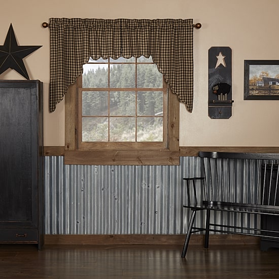 Vhc Brands Country Check Swag Rod Pocket Scallop Valance