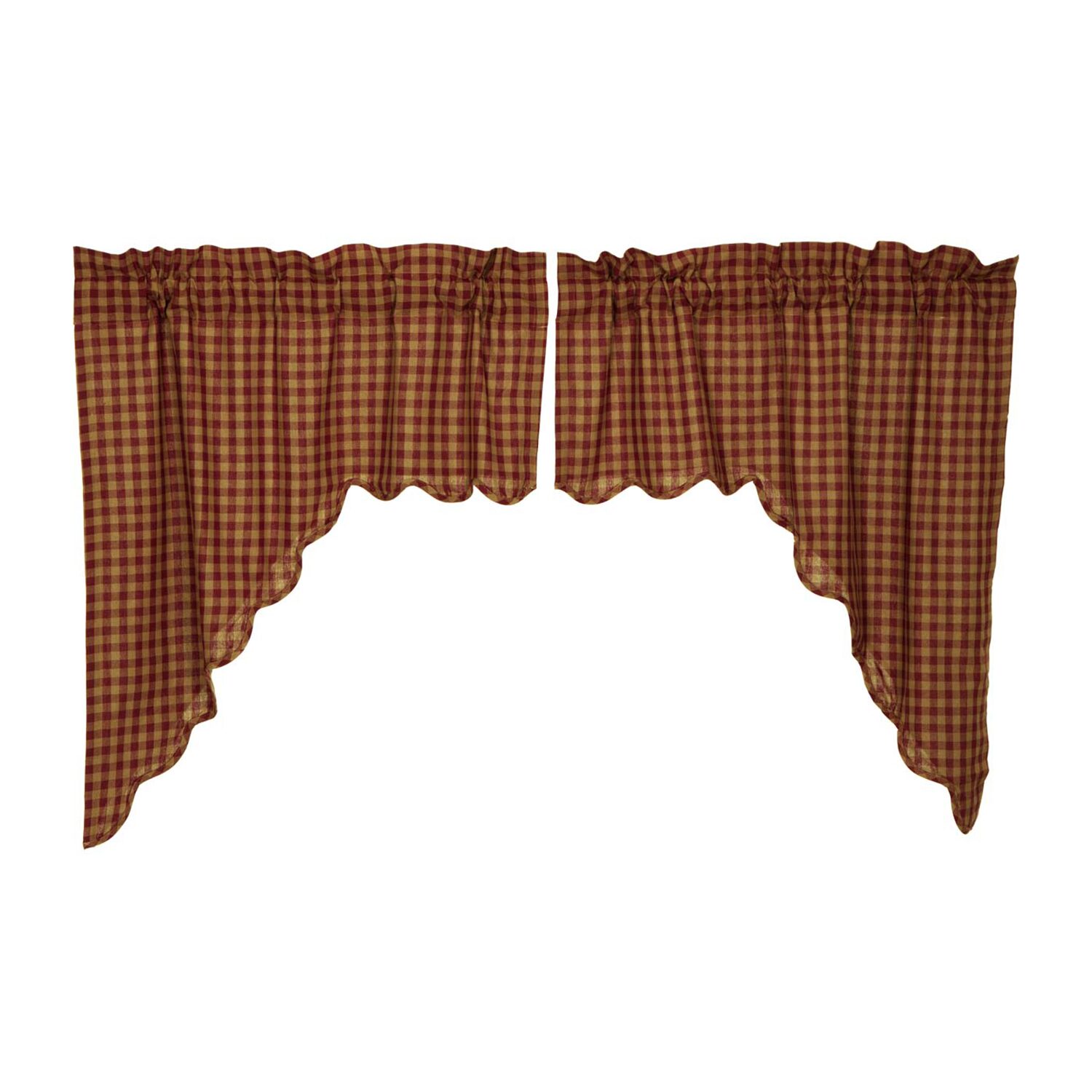 Vhc Brands Country Check Swag Rod Pocket Scallop Valance