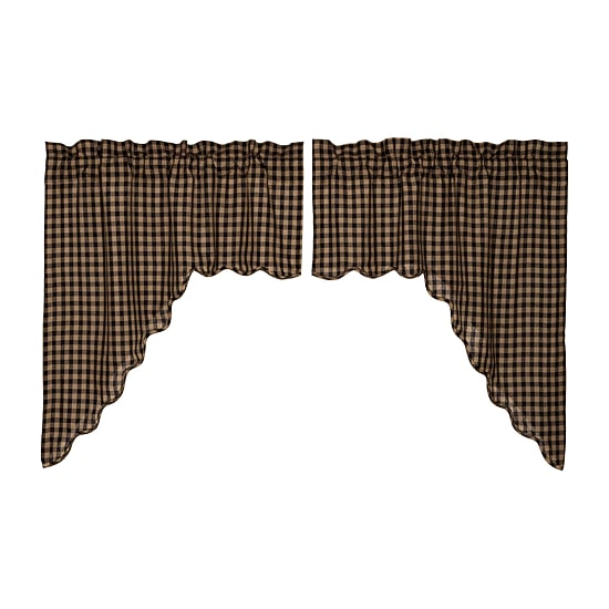 Vhc Brands Country Check Swag Rod Pocket Scallop Valance