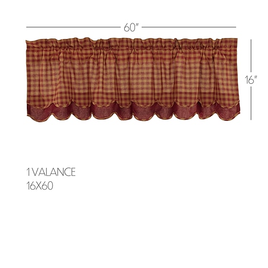 Vhc Brands Country Check Layered Rod Pocket Scallop Valance
