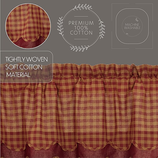 Vhc Brands Country Check Layered Rod Pocket Scallop Valance