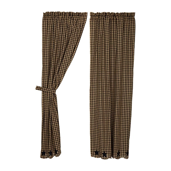 Vhc Brands Country Star Rod Pocket Embellished Light-Filtering Set of 2 Curtain Panel