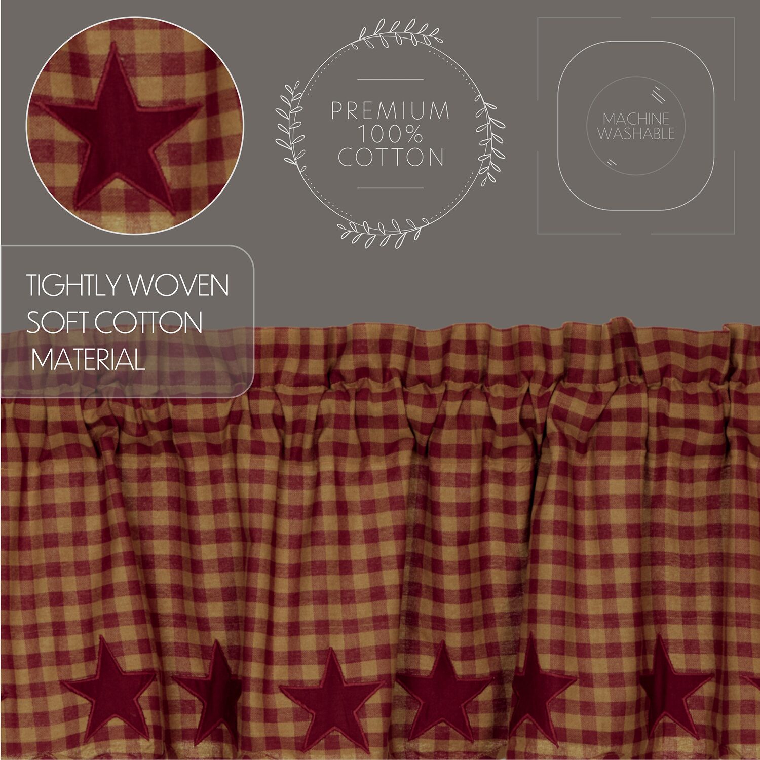 Vhc Brands Country Star Rod Pocket Scallop Valance