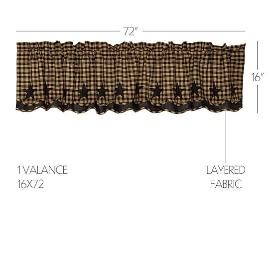Vhc Brands Country Star Layered Rod Pocket Scallop Valance