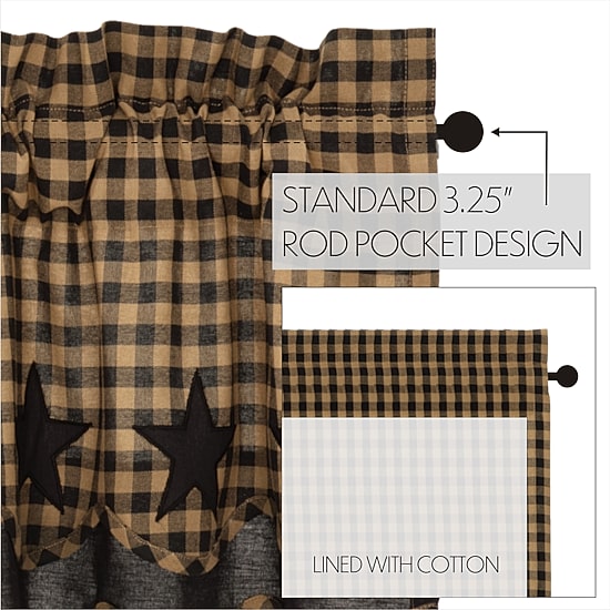 Vhc Brands Country Star Layered Rod Pocket Scallop Valance
